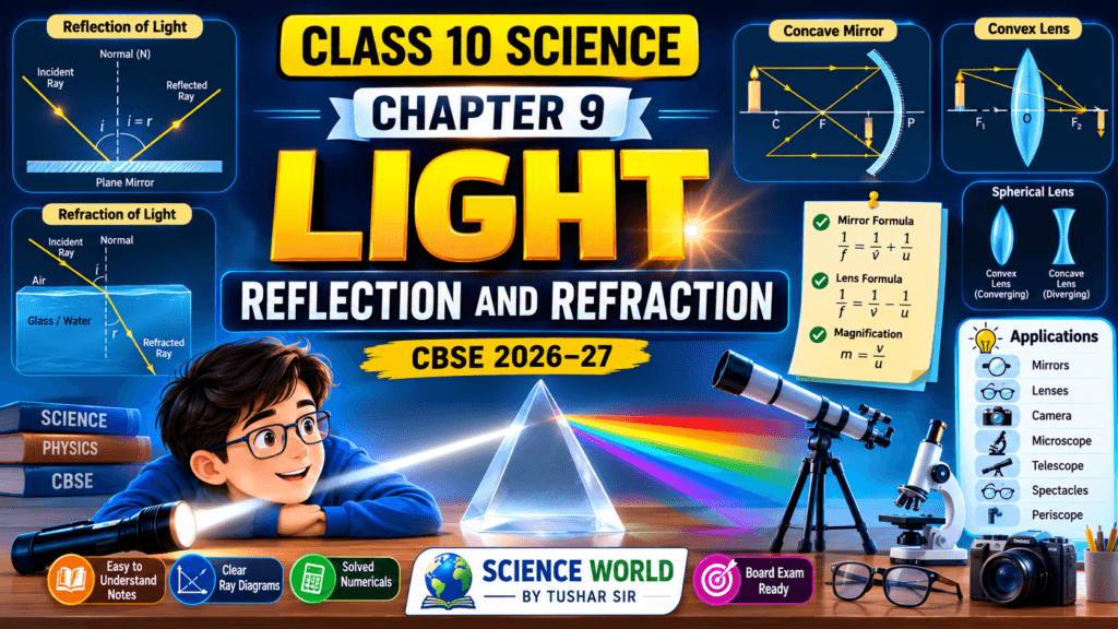 Light Reflection and Refraction Class 10 Notes Chapter 9 CBSE 2026–27