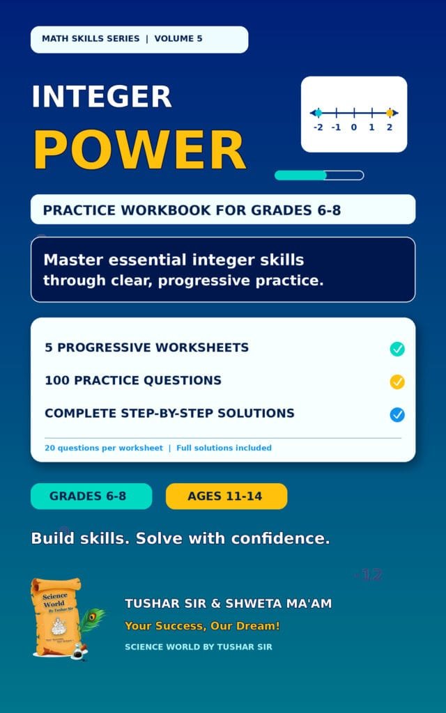 Integer Power practice workbook cover for Grades 6–8