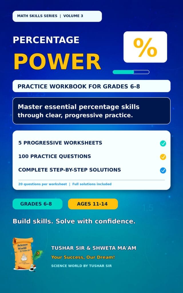 Percentage Power practice workbook cover for Grades 6–8