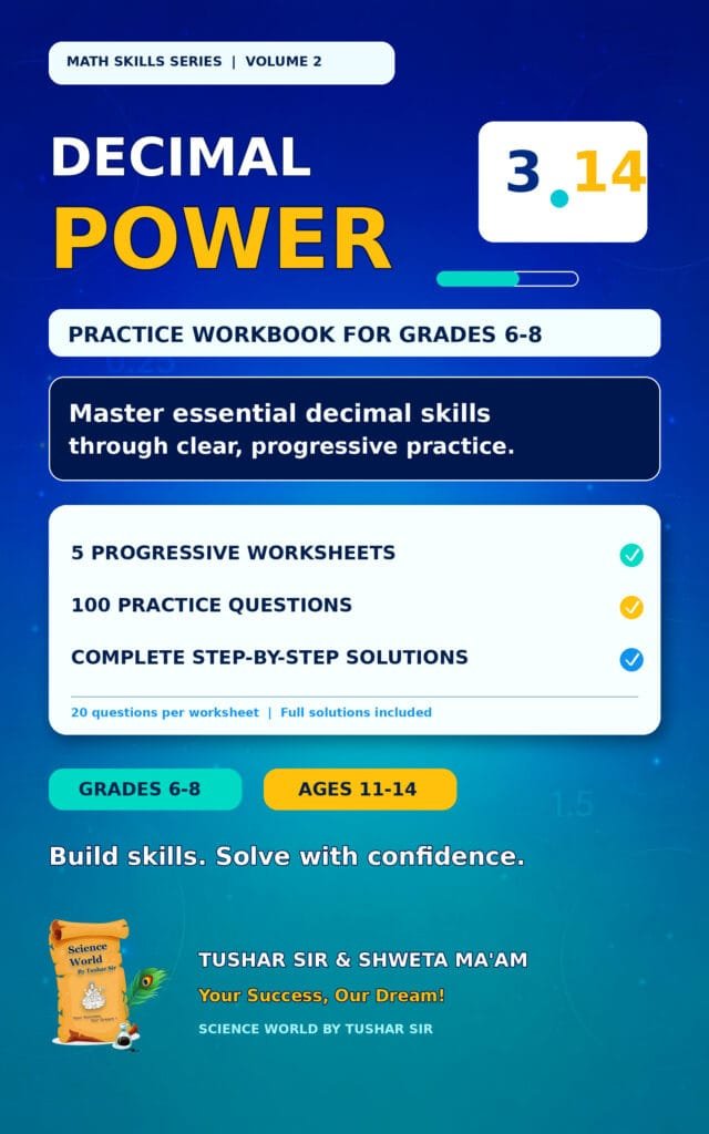 Decimal Power practice workbook cover for Grades 6–8