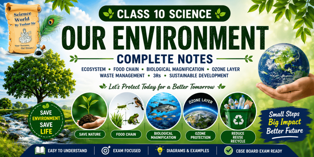 Our Environment Class 10 Notes Chapter 13 CBSE Science complete notes ecosystem food chain ozone layer waste management
