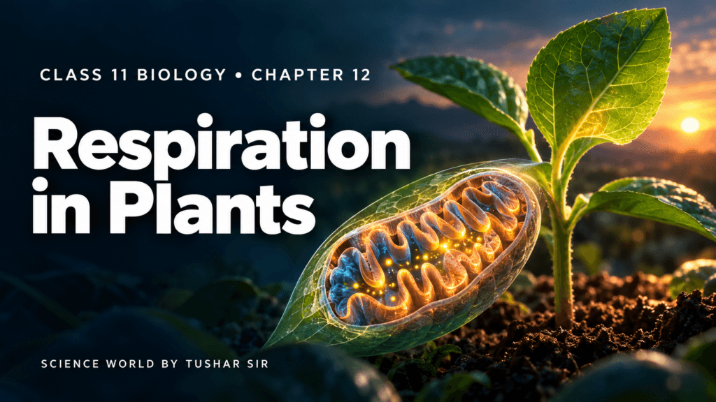 Respiration in Plants Class 11 Biology Chapter 12 featured image showing a seedling and mitochondrion