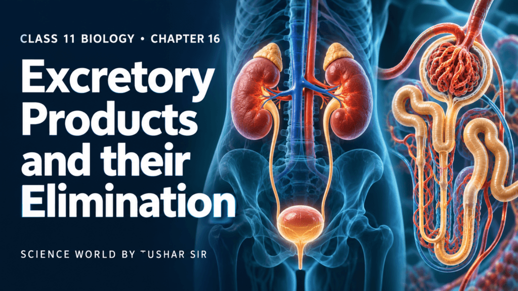 Excretory Products and their Elimination Class 11 Biology Chapter 16 featured image showing kidneys, urinary tract and nephron