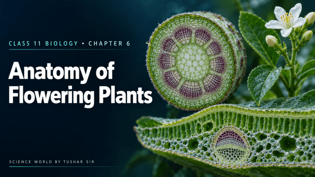 - Anatomy of Flowering Plants Class 11 Biology Chapter 6 featured image showing stem and leaf cross sections