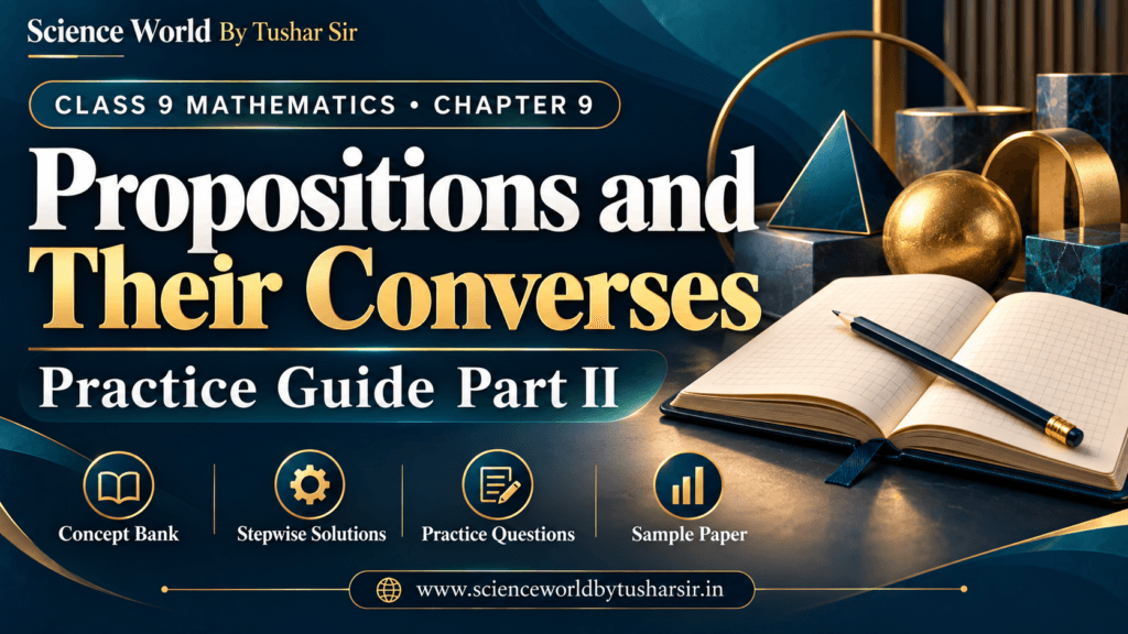 Class 9 Maths Chapter 9 Propositions and Their Converses practice guide by Science World By Tushar Sir