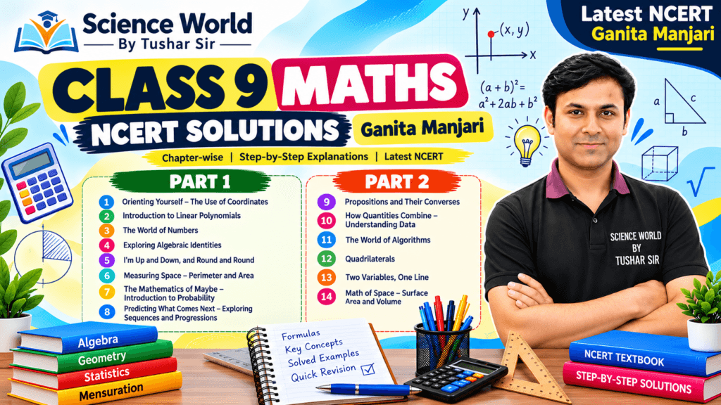 Class 9 Maths NCERT Solutions for Ganita Manjari Part 1 and Part 2 by Science World By Tushar Sir