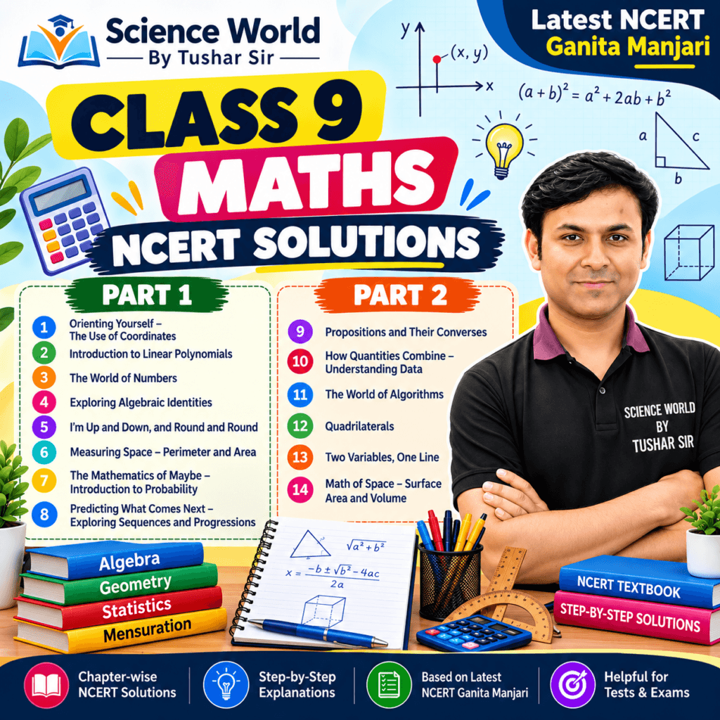 Class 9 Maths NCERT Solutions for Ganita Manjari Part 1 and Part 2 by Science World By Tushar Sir